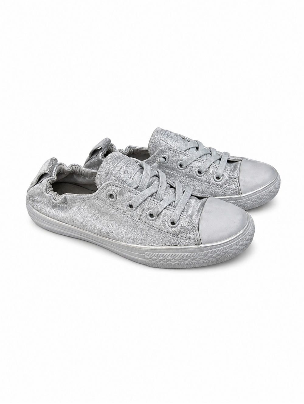 Converse All Star Chuck Taylor Shoreline Silver Glitter Low Sneakers Sz 5 Trendy - Picture 2 of 15